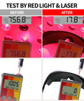 Test results showing effectiveness of Premium Kickass Red Light Therapy Glasses, Solid OD Four Plus Eye Protection For Laser Hair Removal And IPL Therapies.