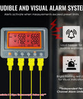 All In One 4 Channel K Type Thermocouple Thermometer Data Logger with alarm system and SD card display in use