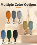 Multiple color options of Premium Suede Leather Key Fob Cover For Tesla Model X, including orange, gray, green, and black.
