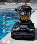 K70 Robotic Pool Cleaner With 7 Hour Battery Life, Cordless Vacuum, Turbo 200 Percent Suction, large 4L filter with debris, poolside