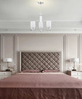 Bedroom with Three Light Fashion Kitchen Island Chandelier With Frosted Glass Shades And Hollow Metal Shade, Brushed Nickel Finish