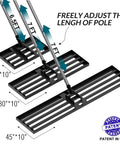 Heavy Duty Lawn Leveling Rake With Steel Handle Pro Grade Yard Leveler for Dirt 6.5ft adjustable handle sizes 17x10 to 45x10