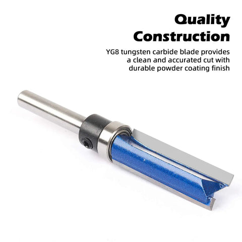 Pro Grade Pattern Flush Trim Router Bits Set With One Quarter Inch Shank And C3 Carbide Bottom Bearing For Woodworking displayed