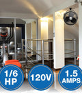 18 Inch Industrial Grade Ceiling Mount Fan Black For Beastly Air Circulation In Industrial Spaces With Powder Coated Steel Construction One Sixth HP Fully Enclosed Permanently Lubricated Motor Ten Foot Type SJT Power Cord installed in gym