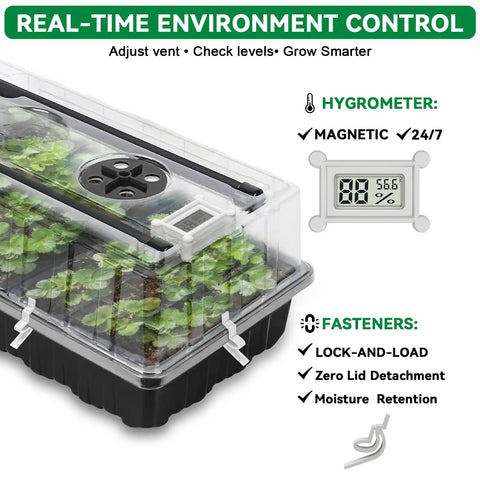 Seed Starter Tray With Grow Light, 2 Pack 72-Cell Indoor Germination Kit With Humidity Dome, Seedling Starter Trays For Indoor Plants, No Fuss Seed Propagation For Home Gardens And Beginners