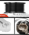 Beefy Alternator Replacement For Jeep Wrangler TJ 2001 To 2006 4.0L 12V 117A Clockwise 6 Groove Pulley detail view