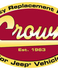 Crown logo for quality replacement parts for Jeep vehicles, featuring established year 1963 in a red and yellow design.