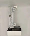 Side view of Ice Maker Replacement That Fits No Fuss Crescent Style 8Cube Icemaker That Mounts Inside Freezer Compartment
