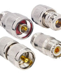 4 Piece N To UHF Adapter Kit N Male To PL 259 SO 239 Connectors For CB Ham Radio Walkie Talkie Antenna Hookups, brass, nickel-plated