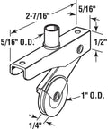 Four Pack Heavy Duty Sliding Screen Door Bottom Rollers With Adjustable Tension Springs And One Inch Concave Steel Ball Bearings dimensions diagram.
