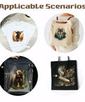 Four Hunting Animals Iron On Transfers Pack For Shirts And Hoodies, Forest Wolf Bear Dog Duck Heat Transfer Stickers, Washable DTF Ready