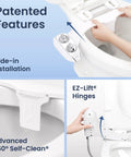 Neo 120 Plus Non Electric Bidet Attachment For Toilet Seat With One Nozzle, Patented Slide In Install, 360 Degree Self Clean