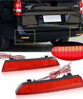 Mercedes W447 Vito 2014 2019 LED Reflector Tail Light 2Pc Red Lens Upgrade installed on bumper with close-up of lights