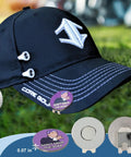 Prison Mike Golf Ball Marker With Magnetic Hat Clip The Office Themed Funny Golf Accessory For Men Dope Gift For Dad Husband Or Boyfriend Unique Birthday Or Anniversary Present on black hat with golf ball in background