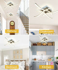 4 Light Modern LED Ceiling Light With Curved Wave Design Brushed Nickel Finish 18W 1650LM in living room, bedroom, kitchen