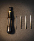 Leathercraft 4 In 1 Awl Tool Set With Interchangeable Blades For Leatherworking Includes Two Sizes Awl Blades Scratch Awl Lacing Fid