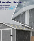 6x4 Ft Outdoor Resin Storage Shed With Floor And Window, All Weather Waterproof Plastic Garden Tool Shed With Lockable Double Doors And Ramp For Mower And Bike, Backyard Storage Gray showcasing rain runoff system