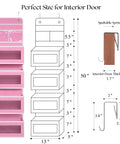 Sweet Pink Over The Door Organizer With Four Roomy Clear Pockets For Hanging Storage In Nursery Bedroom Or Closet To Stash Baby Essentials Toys And Cosmetics No Fuss Setup Gonna Love This Super Neat Look, dimensions diagram