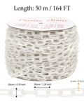 Lightweight White Plastic Safety Chain Links For Crowd Control, 164 Feet durable plastic chain roll with size markings and weather resistance.