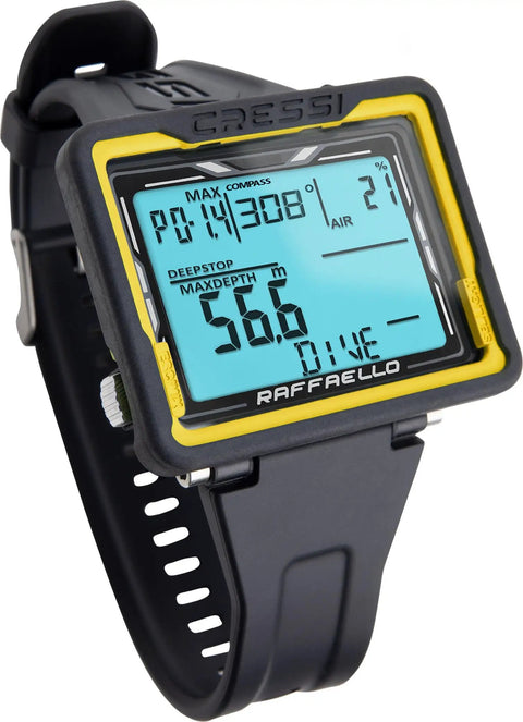 Raffaello Wrist Dive Computer With Built In Digital Compass, Durable Dive Tech displayed with multi-mode interface and easy read display.