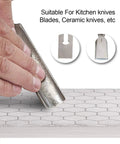 Diamond Sharpening Stone Two Sided Grit 400 1000 Diamond Plate Honing Stone 8 Inch Sharpener in use with kitchen knife blade