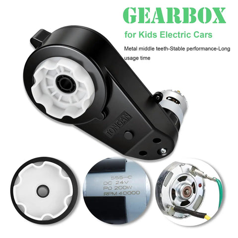 24V Ride On Toy Wheel Motor Upgrade Gearbox Kit For RS555 40000RPM High Speed Drive Engine Replacement Parts shown in detail