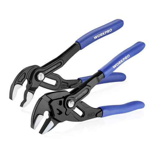 Two Piece Pliers Wrench And Groove Joint Pliers Set With Quick Adjustment, CR-V Steel Construction, Smooth Jaw And V-Jaw, Upgraded Wide