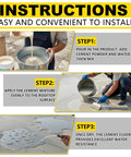 Instructions for Heavy Duty Polymer Cement Concrete Waterproof Coating application steps for sealing roofs and basements.