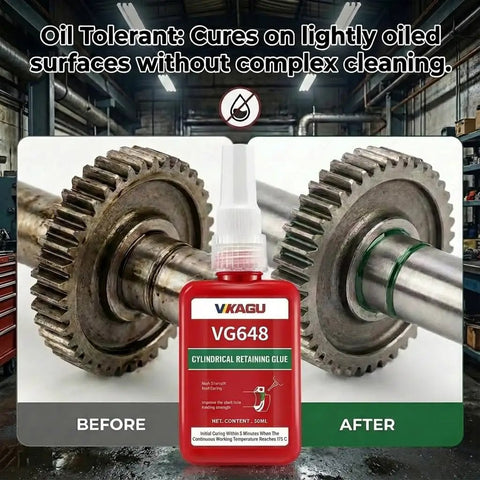 Heavy Duty Retaining Compound For Cylindrical Parts And Bearings, Fast Curing Anaerobic Glue To Lock Shafts, Pulleys And Gears In Place