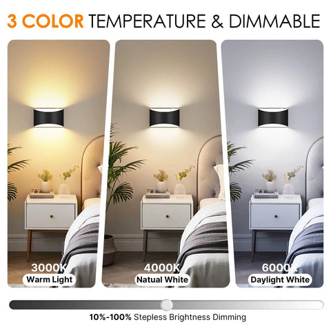 Dope Battery Operated Wall Sconces Set Of 2 With 8000mAh Rechargeable Battery Remote And Touch Dimmer showing 3 color temperatures