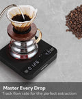 Ultra Precise Coffee Scale With Auto Timing And Rechargeable Battery, Mini Espresso Scale With Timer, 2kg Capacity, 0.1g Precision for pour-over brewing with glass carafe