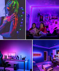 66 Foot Black Light Strips With Remote Control Dimmable Flexible Fluorescent Tape Lights 1200 LEDs for glow parties and decor.