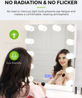 Woman using makeup mirror with Six Pack G25 LED Vanity Bulbs For Makeup Mirror Glam Up Your Vanity 500 Lumens 40 To 45W Equivalent E26 Edison Base Non Dim