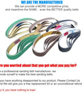 Replacement Belt Kit For Half Inch By Twelve Inch Knife And Tool Sharpeners With Grits 80 120 240 400 1000 1200 For WSKTS And WSKTS KT Durable Replacement Belts For Daily Use In Home Workshops Pro Gear displayed in various colors and grits
