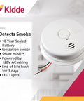 Hardwired Smoke Alarm With 10 Year Battery Backup Interconnect And Test Silence Button 120V Wired Power 85 Decibel Alarm
