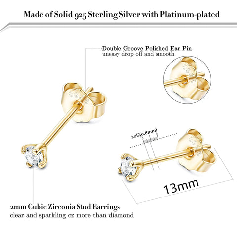 Long Post 925 Sterling Silver Stud Earrings For Women Hypoallergenic And Safe For Sensitive Ears Lead Free Nickel Free Cadmium Free Rhodium Plated For Lasting Shine Never Tarnish Or Turn Ears Green Comfortable Dainty Everyday Accessory, 2mm CZ, 13mm