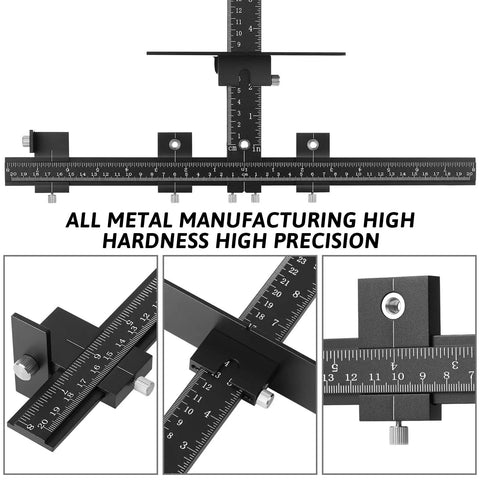 Diy Friendly Adjustable Cabinet Hardware Jig Template for Drawer Handles and Knobs Installation, black aluminum rulers