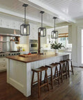 Industrial Black Metal Lantern Pendant Light 1 Light For Kitchen Island Dining Room Bar Cafe Adjustable Hanging Ceiling Fixture Dimmable Easy Install Slick Modern Vibe Sloped Ceiling Compatible over kitchen island
