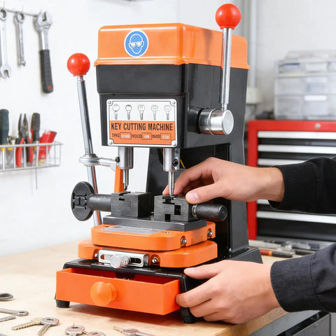 Pro Grade 120W Cutter And Manual Duplicator Copy Machine with copper core motor, shown on workbench.