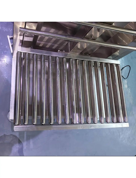 Heavy Duty Stainless Steel Conveyor Rollers Two Pack 38mm Diameter By 21 Inch Length for smooth material transport view from above.