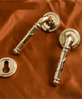 Bright Gold Brass Door Lock Set For Bedroom And Interior Doors With Solid Hardware Double Wood Lever Handle 72mm Spacing Easy Install Privacy Lock
