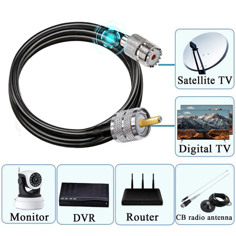 RG58 UHF Coax Extension Cable From Male To Female Killer Low Loss PL 259 Jumper For CB And Ham Radios 6.6 Ft Long
