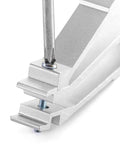 Close-up of No Sweat Cage Nut Installer And Extractor for 19 and 10 inch server racks showing aluminum frame and screw detail.