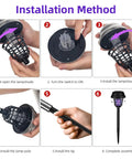 Installation steps for Solar Powered Outdoor Bug Zapper 4 Pack With Dual Lighting Mode 365nm UV Lure And 1000V Grid