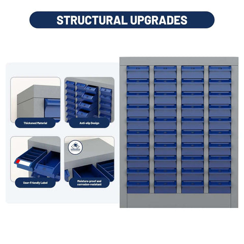 40 Drawer Bolt Bin Organizer Cabinet with metal body and ABS drawers for nuts bolts screws and small hardware in garage workshop