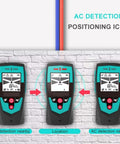 Handheld Workhorse Wall Scanner Combined With Precision Metal Detector Featuring High Contrast LCD Screen for AC detection and location display.