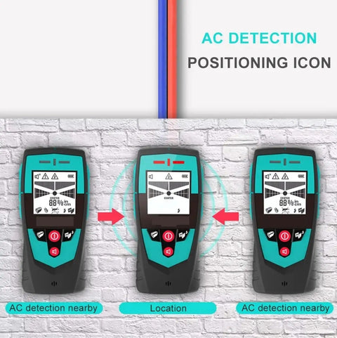 Handheld Workhorse Wall Scanner Combined With Precision Metal Detector Featuring High Contrast LCD Screen for AC detection and location display.