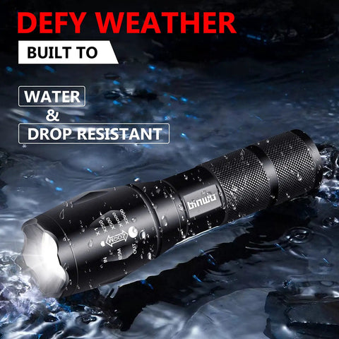 Beefy 3000 Lumens Small LED Flashlights 4 Pack With 5 Modes Zoomable Water Resistant All Weather in wet environment