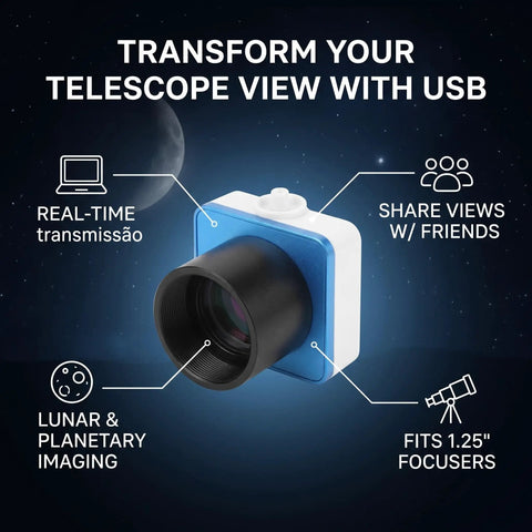 Image showing Real Time Telescope Eyepiece Camera For Astrophotography No Fuss 1.25 Inch USB Digital Camera with features