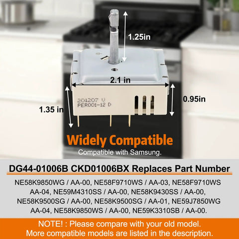 Dual Range Surface Element Switch Replacement For Samsung PER00112D Compatible With AP6037530 PS11771631 technical details